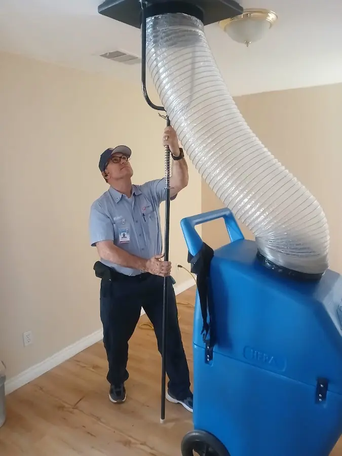 Mini Split Installation technician using HEPA equipment in Danville